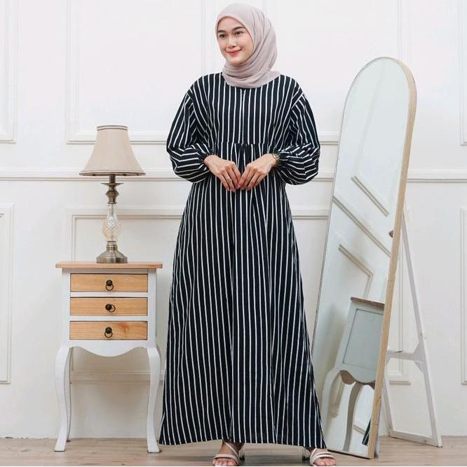 Gamis Rayon Busui Frendly Garis-Garis Ld 120.