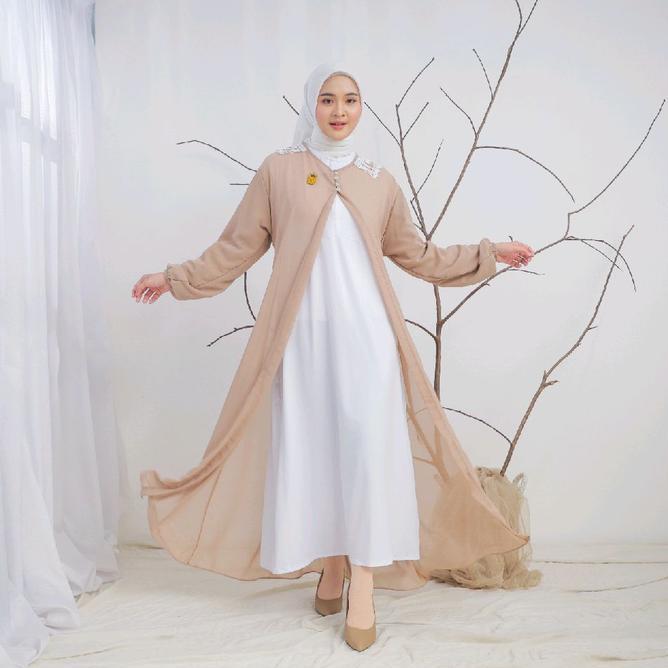 (Hallovin) Hafizah Dress Outer Ceruti Inner Jersy Premium Fashion Muslim Wanita By Hallovin
