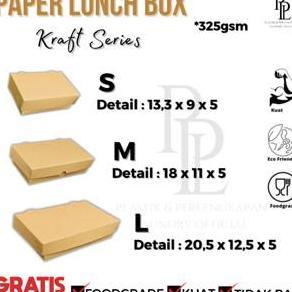 Paper Lunch Box Kraft Slip Laminasi | Kotak Makanan | Kertas Paper Kotak Makanan Coklat Uk Small, Me