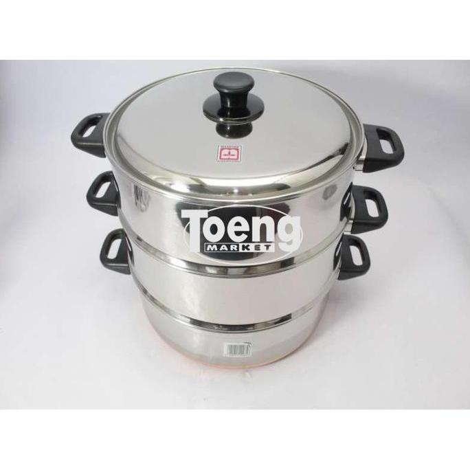 NEW LANGSENG OROZETA 33CM SUSUN 3 SS / KUKUSAN 3 SUSUN STAINLESS MASPION