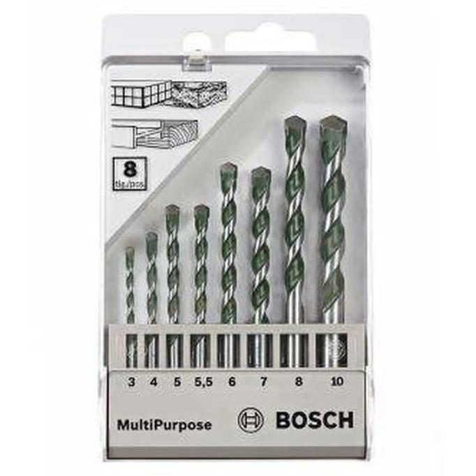 BOSCH Mata Bor Set 8pcs Mata Bor Multi Purpose Bor Beton Besi Kayu