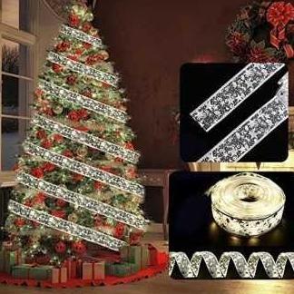 Lampu Pita LED Hiasan Pohon Natal Panjang 5 Meter Motif Renda