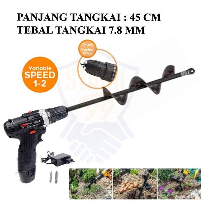 Mesin Bor Tanpa Kabel 12v Penggali Tanah Taman Pembuat Lobang Tanam