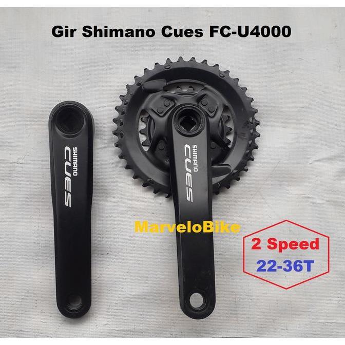 Crank Gir Sepeda Lipat MTB 2 Speed 22-36T Cues FC-U4000
