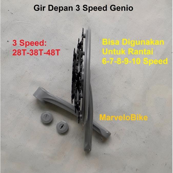 Crank Gir Depan Sepeda MTB Federal Balap 3 Speed 28-38-48T Genio