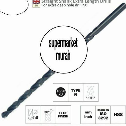 SS Drill Long Mata bor besi Long 6mmx200mm HSS