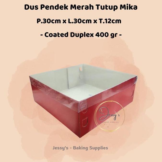 Dus Box Kotak Kue Cake Merah Tinggi Mika 30 x 30 x 12 (Merah)