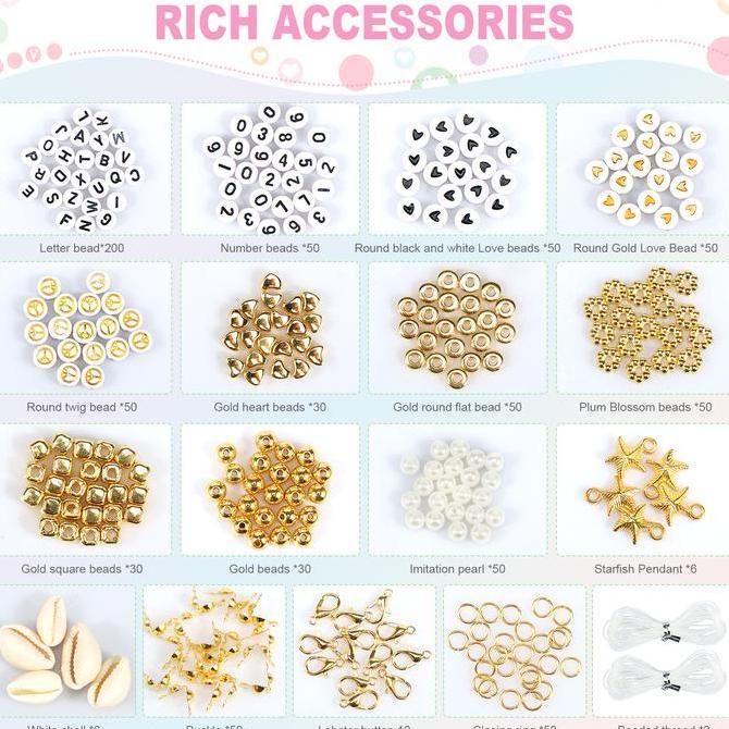 Clay Beads Bracelet Making Kit Flat Beads Boho Jewelry Making Acce Polymer Clay Chips Bead for DIY E