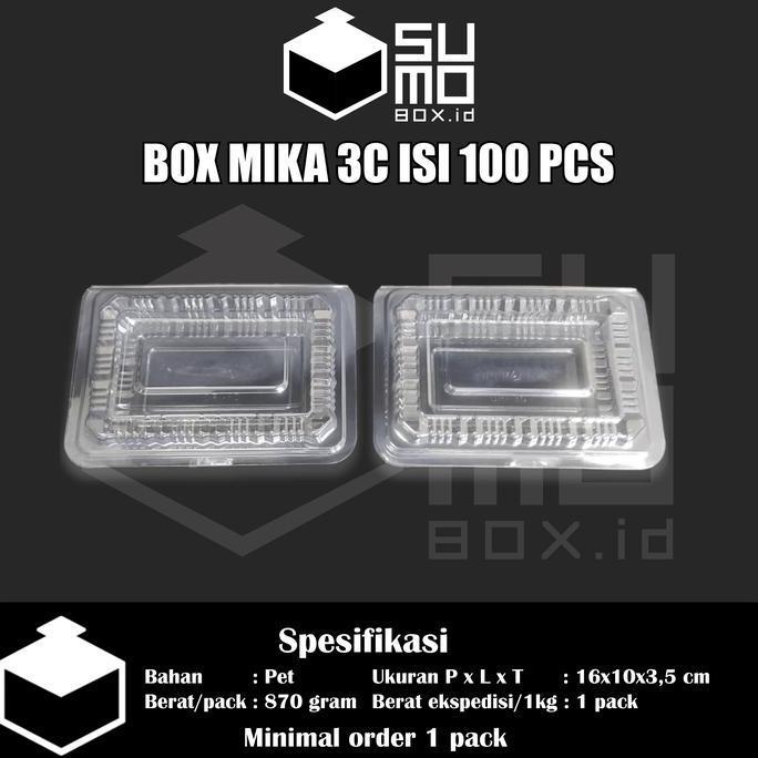 Plastik mika kue ukuran 3c isi 100pcs bening/ kotak makanan nasi rames