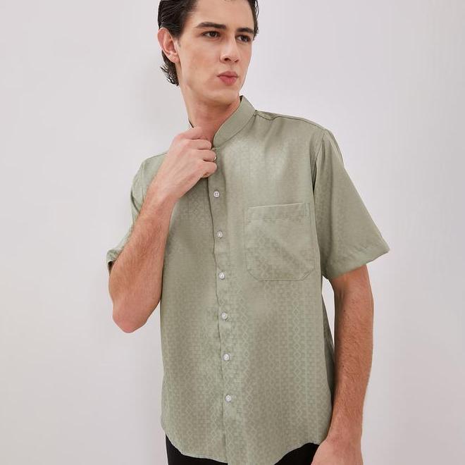 Odza Baju Koko Congsam Jumbo Pria Lengan Pendek Cheongsam Kerah Mandarin Imlek Emran