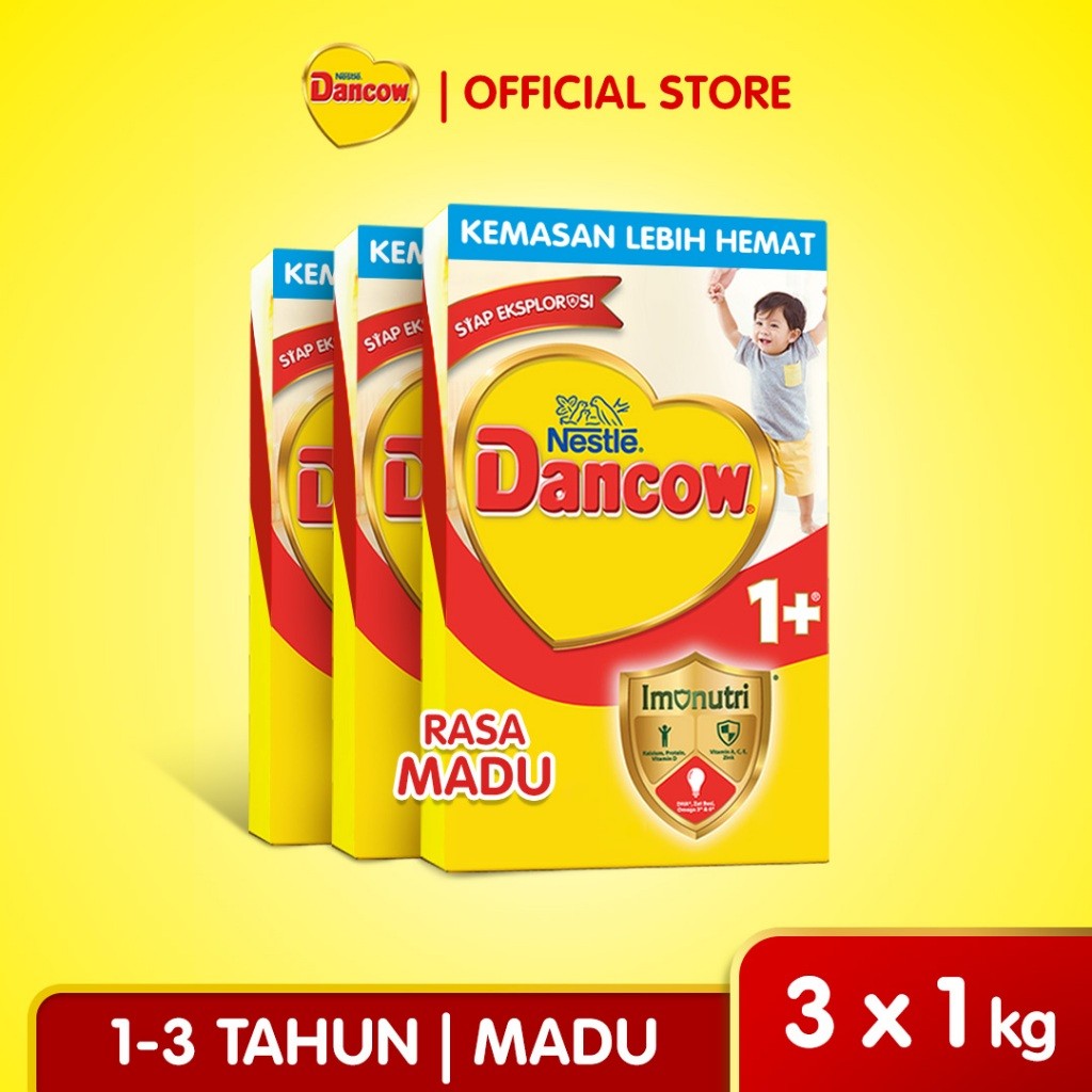 Nestle Dancow 1+ Susu Pertumbuhan Rasa Madu 1-3 Tahun Box 1 kg x3