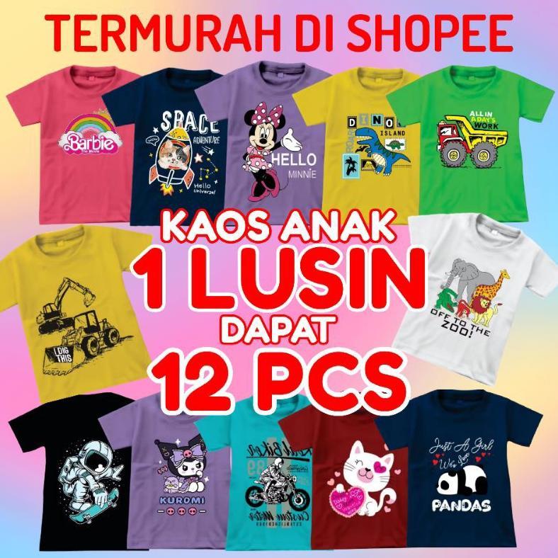 KAOS ANAK 1 LUSIN 12 PCS BAJU ANAK LAKI-LAKI PEREMPUAN