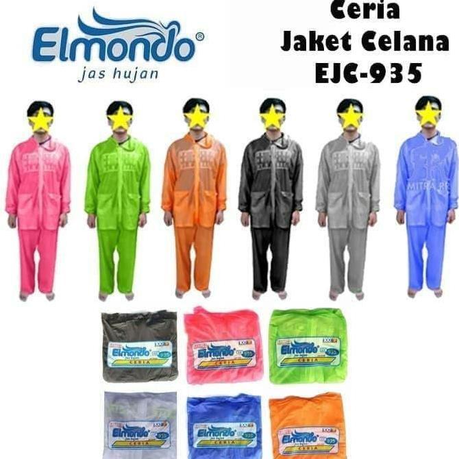 Jas Hujan Jaket Celana Ceria Elmondo Biru Hijau Pink