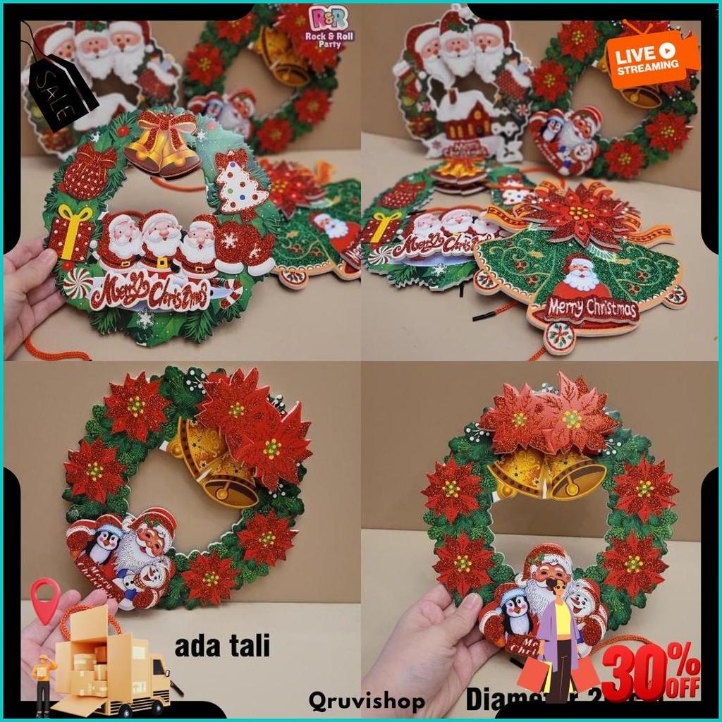 1 Pcs Hiasan Dinding Gantung Pintu Natal Christmas Ornamen Dekorasi Gabus 027/028/029/030/008 Origin