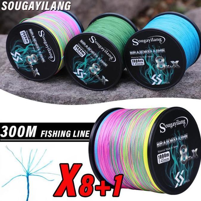 SougayilangCODSenar PE X9 benang pe super kuat Pancing 300/500/1000M 9 Helai Kepang PE Senar Pancing