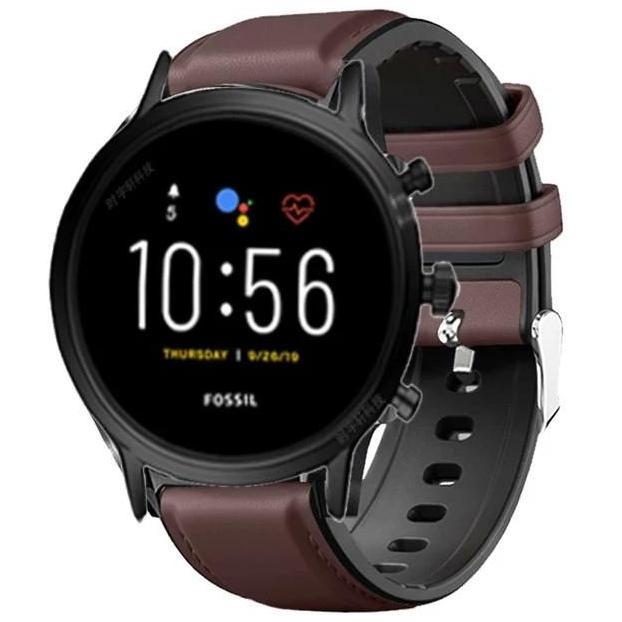 STRAP TALI JAM LEATHER KULIT RUBBER FOR FOSSIL SMARTWATCH GEN 4 5 22MM