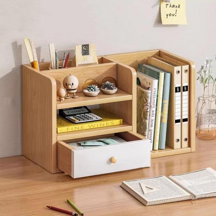 Furnibest Meja Rak Rak Buku Multifungsi Rak Organizer Meja