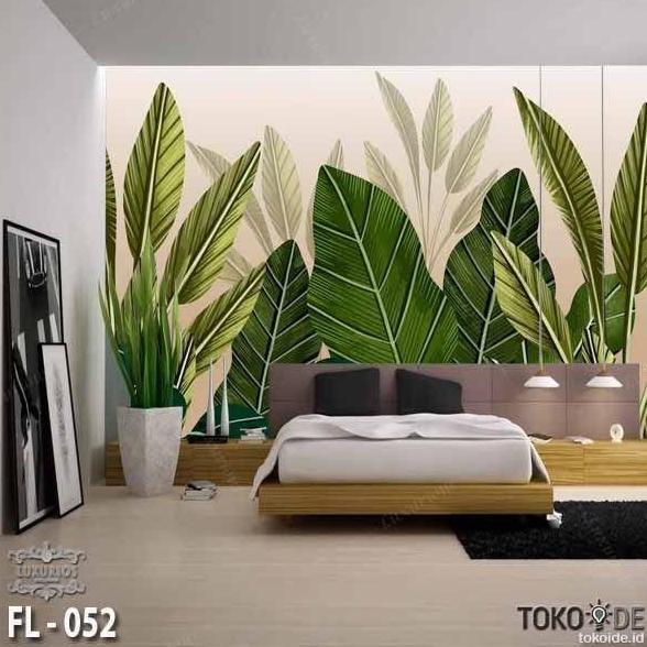 3D Wallpaper Custom Wallpaper 3D Motif Flower Daun Monstera Wallpaper