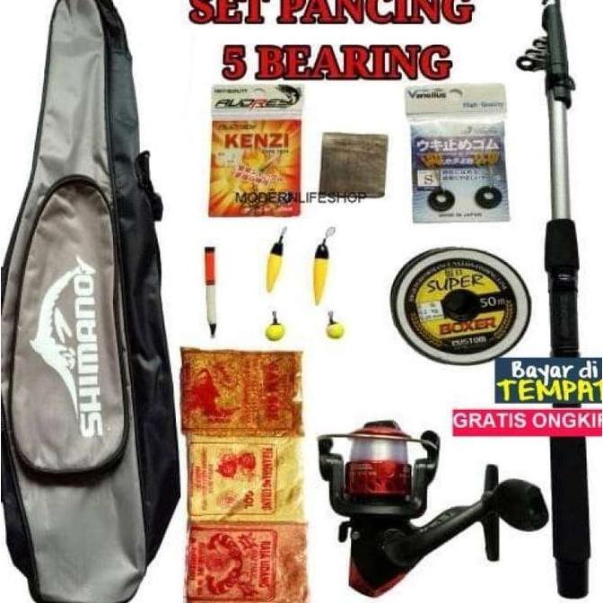 Bisa COD 1 Set Alat Pancing 1B 5BB - Joran Reel Tas Senar Kail Pelampung Dll Modernlifeshop Balpen G