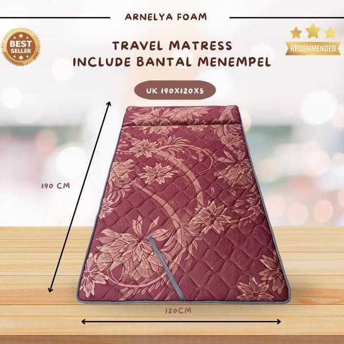 NEW - Kasur Lantai Travel Bed Ukuran 120x190 Tebal 5cm - Furniture Praktis busa cowok Tidur Camping 