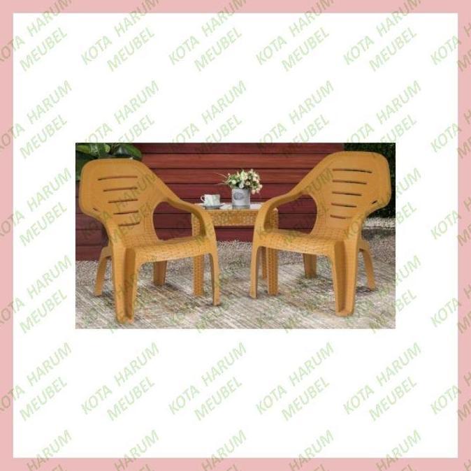 PROMO DISKON - kursi sandaran plastik set olymplast ol 509 2 kursi + 1 meja