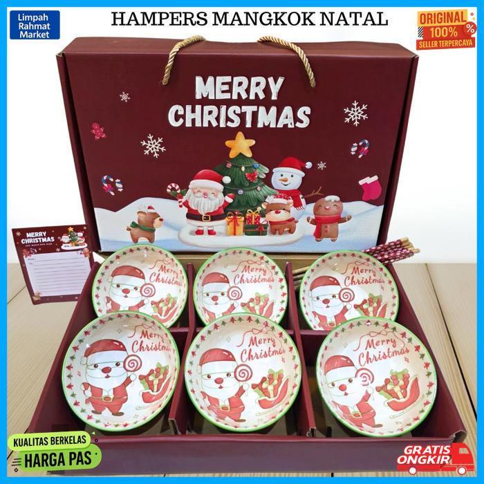 Quality Hampers Natal Mangkok Keramik Set / Kado Mangkok Natal