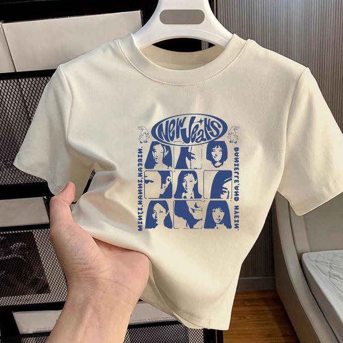 DI94 - I005 Baju Atasan Wanita Terbaru | Baju Pendek Wanita Crop Top Ketat | Newjeans Tshirt Print |