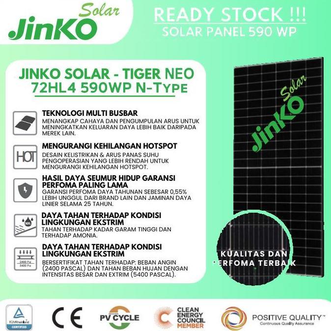Jinko Solar Cell / Panel Surya 590WP N-Type SNI Mono Tier 1 Bukan Trina Longi [SuryaLUX]