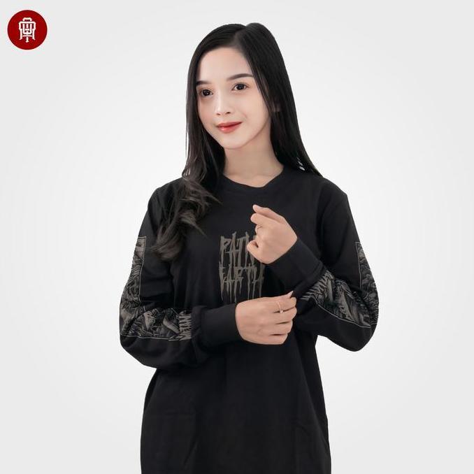 ORARIE Kaos Pria & Wanita Dewasa PAINT THE EARTH LONGSLEEVE Hitam Size M-XXL Baju Cowok Distro Tshir