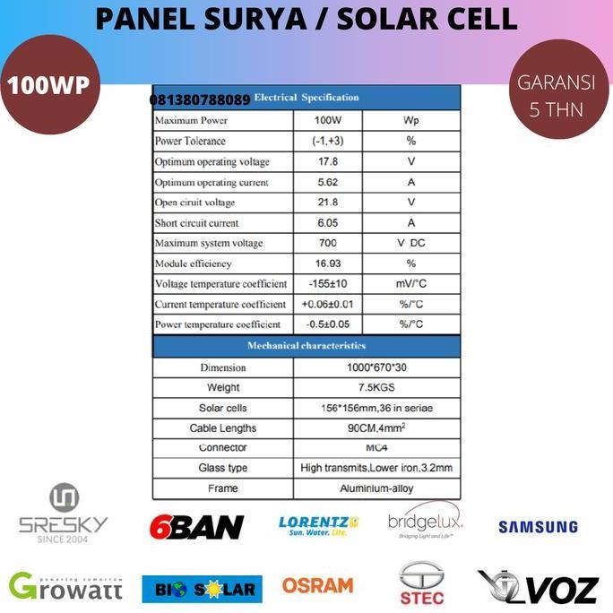 PROMO Panel Surya Poly 100 WP 100WP Solar Panel