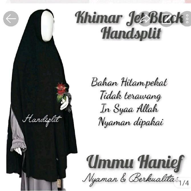 Khimar syar'i Handsplit Jetblack leuwitex Terlaris