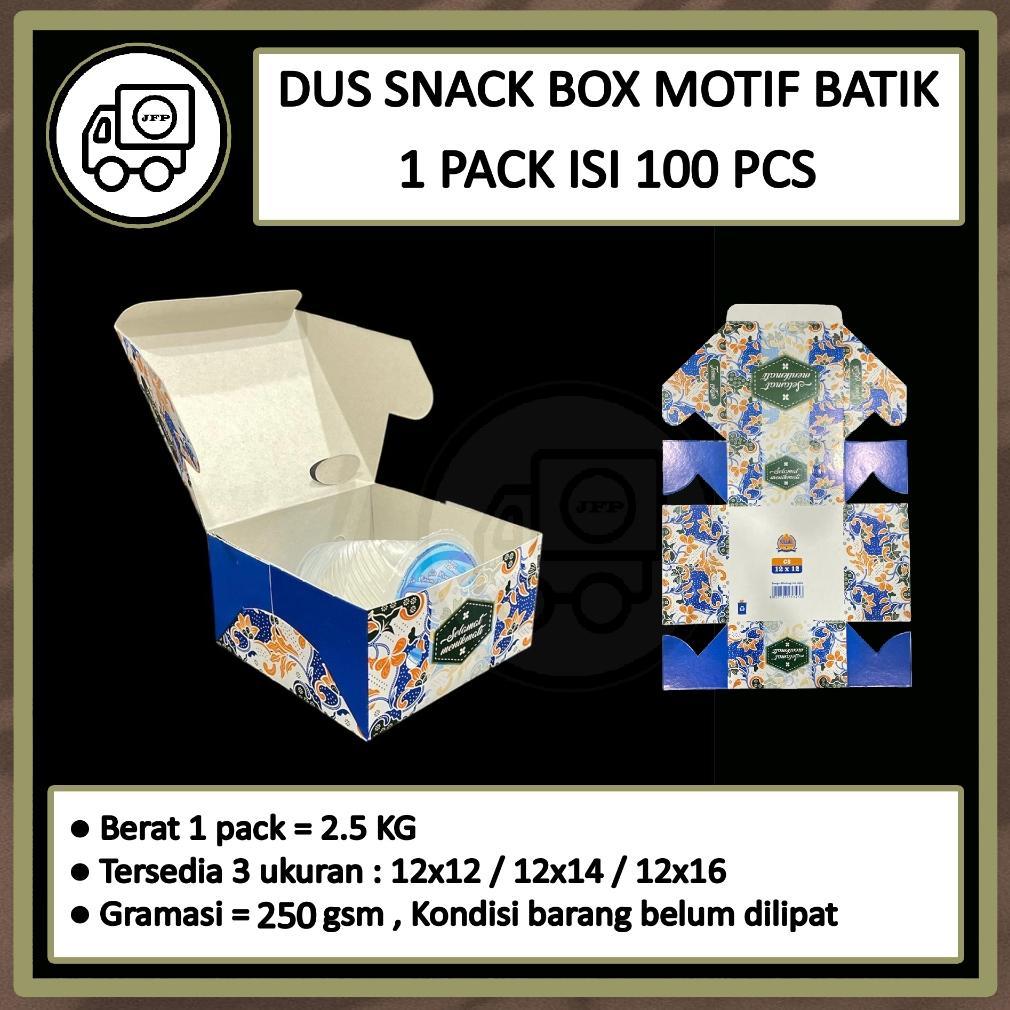Dus Snack Box Kue 12x12 12x14 12x16 Motif Batik isi 100 pcs