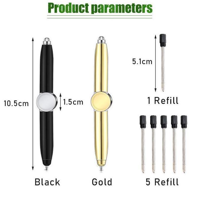 Pulpen Fidget Spinner Dengan Lampu LED Mainan Edukasi Anak Hand Spinner Pen