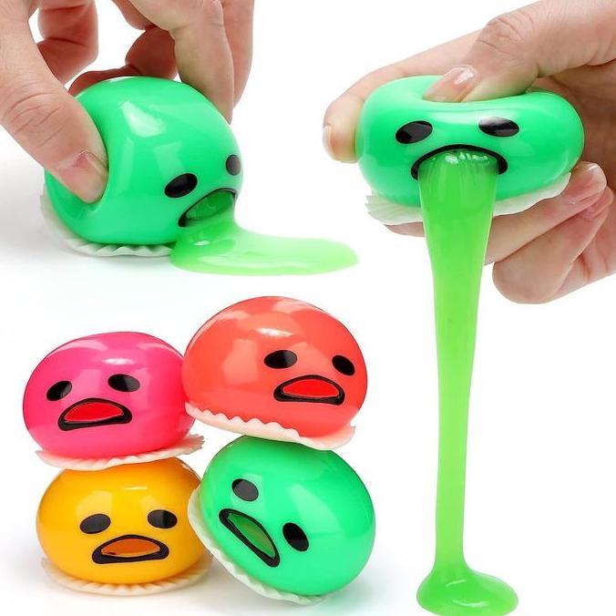 FUNNY GUDETAMA VOMIT Telur muntah egg kuning slime fidget toys lucu