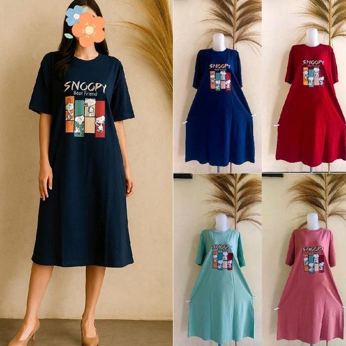 [NARA] DASTER KAOS HOME DRESS NON BUSUI BAHAN KATUN COMBED 24S DRESS CASUAL WANITA KEKINIAN Midi  De