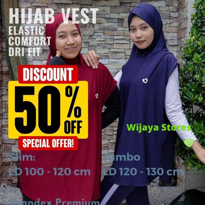 Hijab Vest Sport Instan LD 100 s/d 130 cm Bahan Spandeks Premium Nyaman Elastis dan Quick Dry Baju J