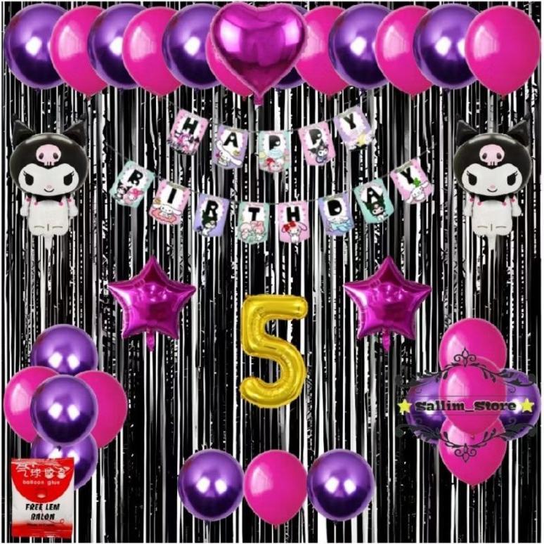 Paket Dekorasi Ulang Tahun Tema Kuromi Anak Perempuan