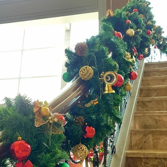 Garland Hijau Natal Murah / Garland Natal 2,7 Meter Polos