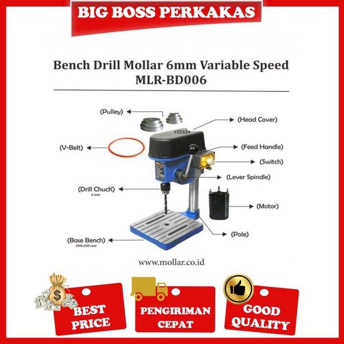 MOLLAR BOR DUDUK MINI 6MM BENCH DRILL VARIABLE SPEED MLR - BD006