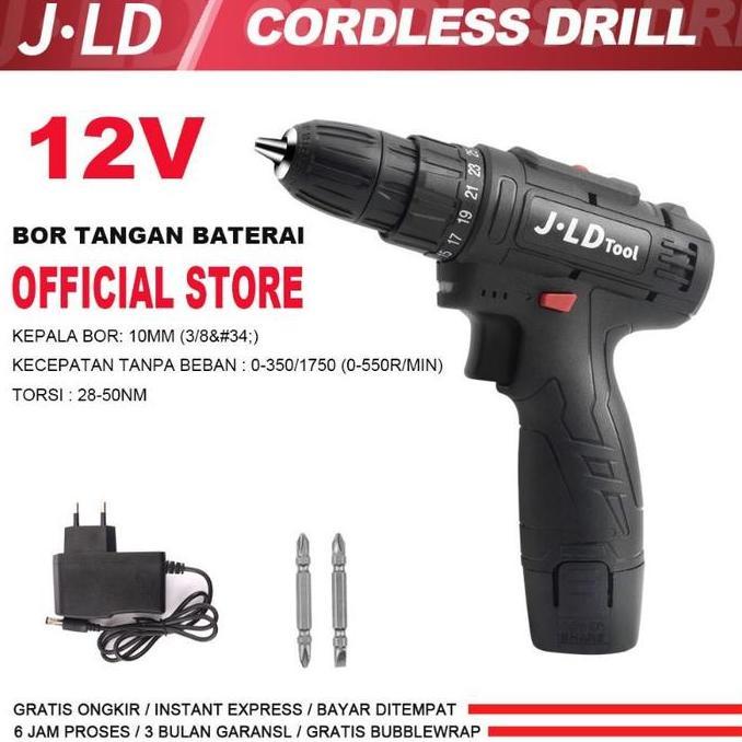 Promo Bor Jld 12s Bor Changer JLD TOOLS JLD Cordless  Mesin Bor Baterai Obeng Elektrik 12V terlaris