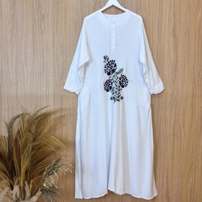 Gamis Putih Jumbo Ld 120 Cm Model Bordir Kekinian Terlaris