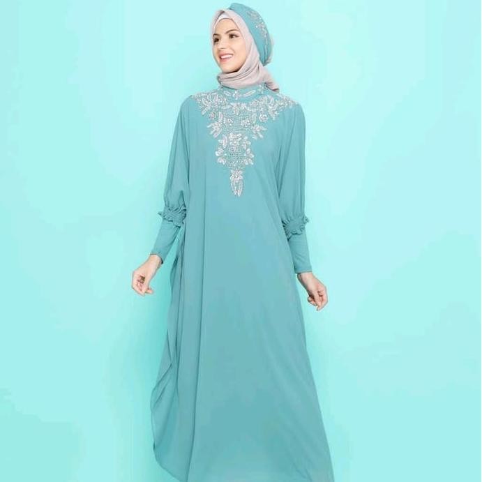 Dress / Kaftan ALMIRA Payet Mewah Casual Trendy Dress Muslim Lebaran Wanita Free Inner Gamis Kondang
