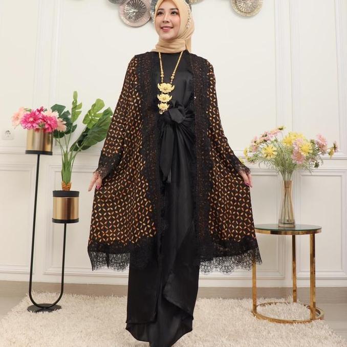 KIRANI SET KAFTAN IKAT VISCOSE PREMIUM GIES 1171 Batik Formal Wanita Kondangan Dress Muslim Outer Me