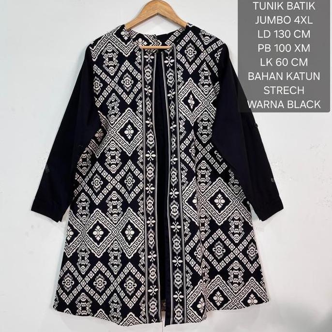 Tunik Batik Jumbo Wanita Ld 130 Cm Model Outer Kekinian Terlaris