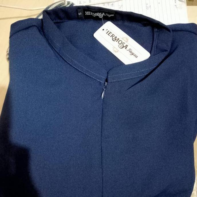 [Gamis hermosa] Gamis polos navy biru dongker premium bahan wollycrepe original hermosa-gamis syari 