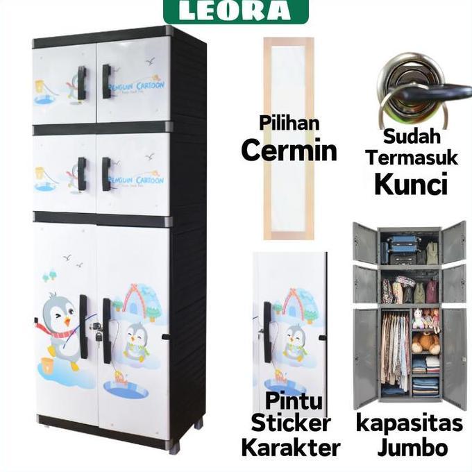 Promo LEORA Lemari Pakaian Plastik MR PLAS STICKER JUMBO Lemari Gantungan Lemari Cermin Lemari Kunci