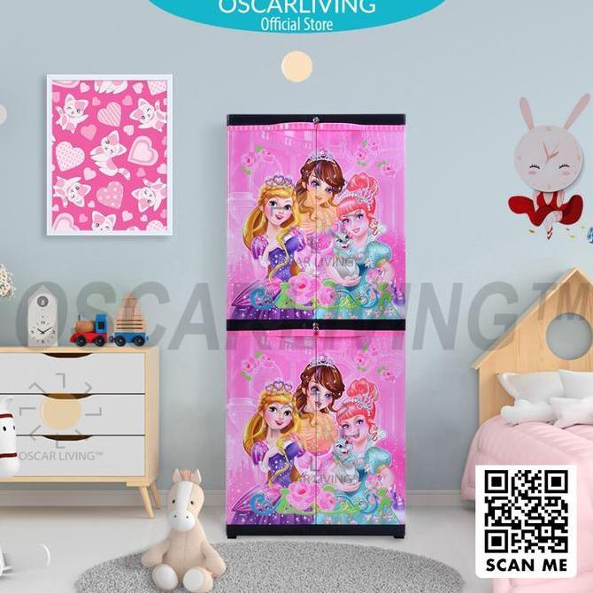 Promo Sinbak Lemari Pakaian Plastik Motif Princess/Lemari Plastik Serbaguna Diskon
