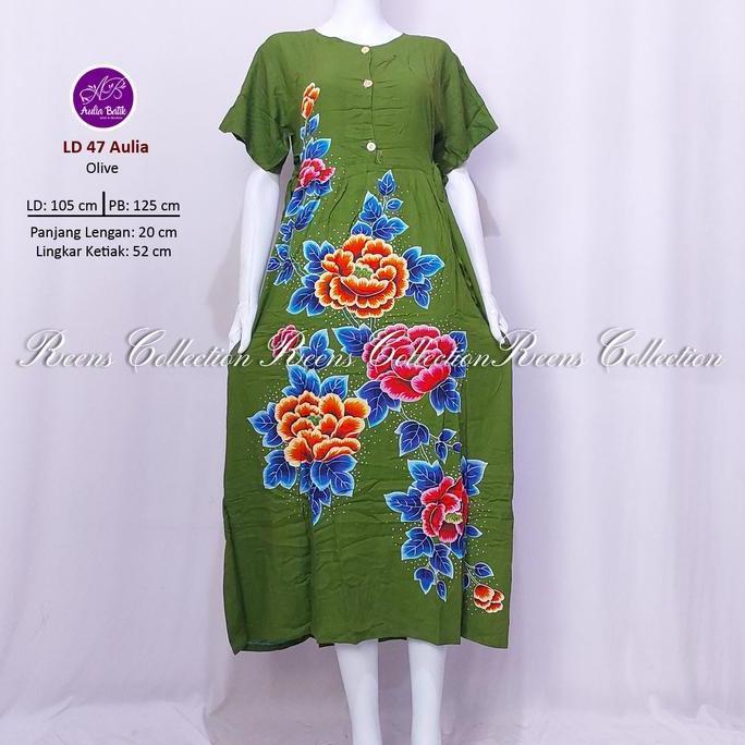 Promo Batik Aulia Longdress 47 Chibi LD 105cm Tali PinggangPanjang Semata Kaki Lengan Pendek Busui 3