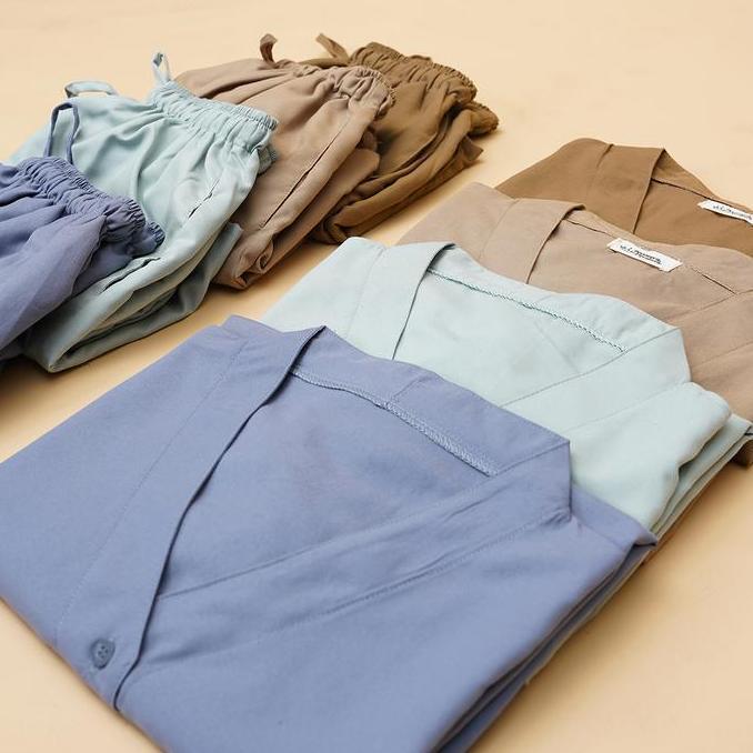 Promo [BEST SELLER] Nyonya Piyama Poly Bamboo Family Set (Neptune Cozy) Baju Dress  Panjang  Dewasa 