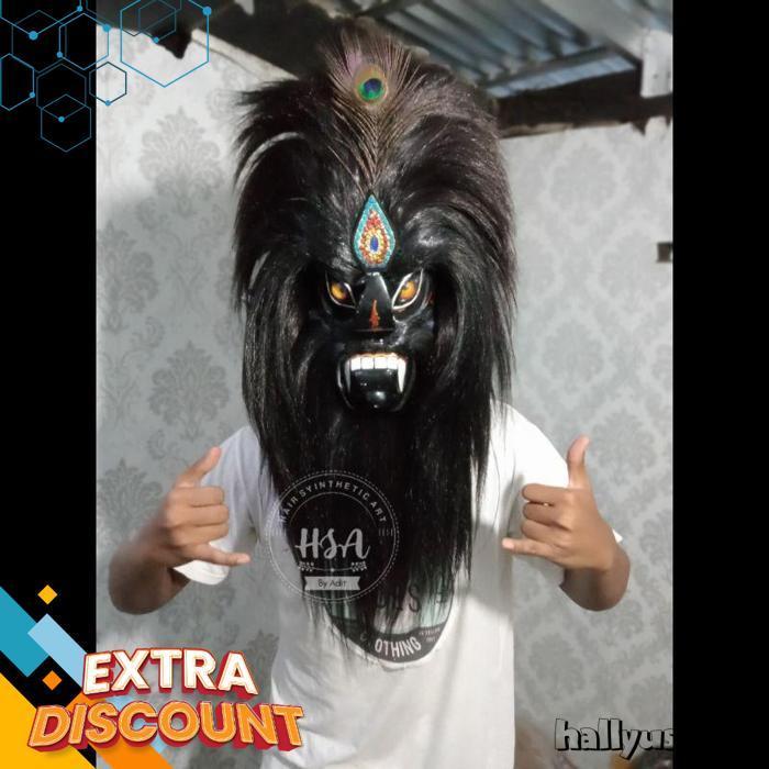 Topeng Ganongan/Topeng Bujang Ganong Mata Kaca Full Hitam [Br 1111]